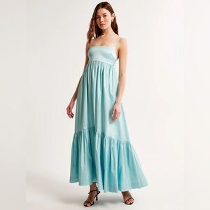 Abercrombie & Fitch Blue Pleated Maxi Dress